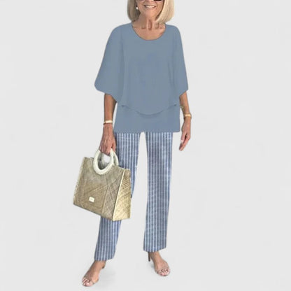 Demi | Floral Print Top with Wide-Leg Trousers Set