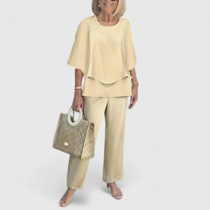 Demi | Floral Print Top with Wide-Leg Trousers Set