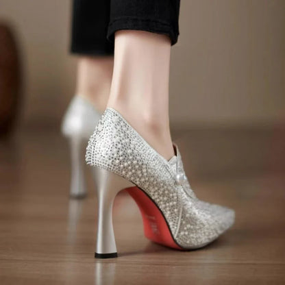Women's Rhinestone Pearl Stiletto Heels