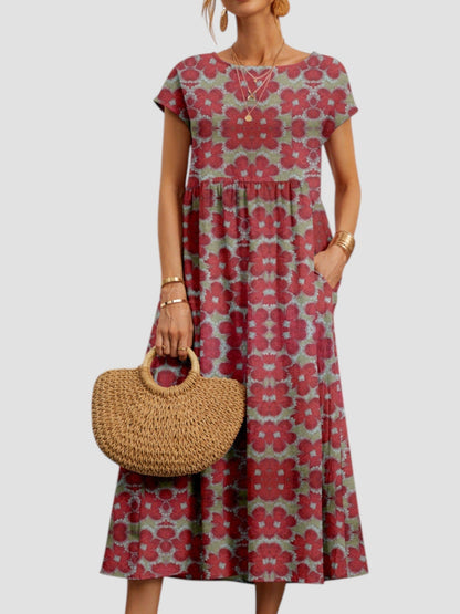 Women's Vintage Maxi Dress with Flowy Design and Sleeveless Style