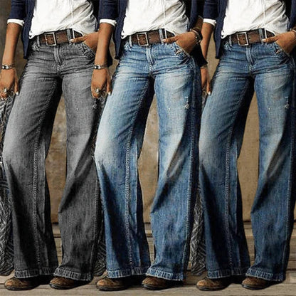 Kinsley | Wide Leg Denim Jeans with High Waist and Retro Flare