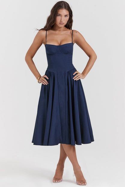 Vintage Inspired Elegant Long Tank Style Dress for Wedding Guests with Flattering Silhouette