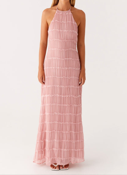 Luxurious Halter Premium Georgette Exquisitely Flowing For Upscale Occasions Maxi Dress