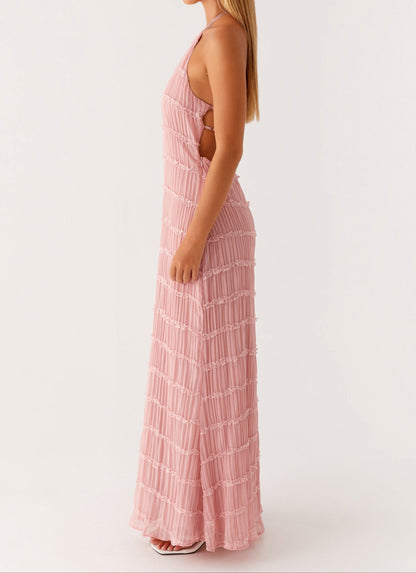 Luxurious Halter Premium Georgette Exquisitely Flowing For Upscale Occasions Maxi Dress