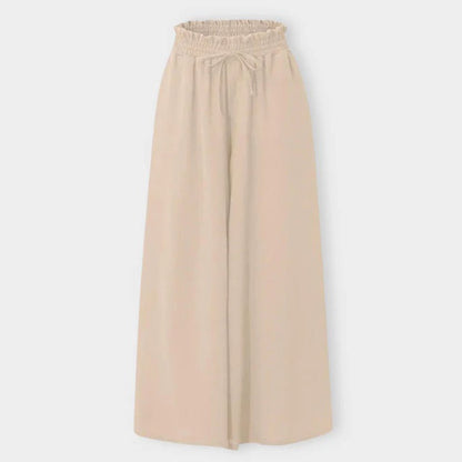 Oakley | High Waist Wide Leg Trousers with Smocked Waist and Relaxed Fit