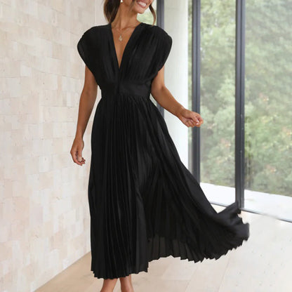 Exquisite Flowing Silhouette Satin Featuring Delicate Pleats Wedding Guest Dress