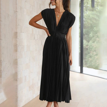 Exquisite Flowing Silhouette Satin Featuring Delicate Pleats Wedding Guest Dress