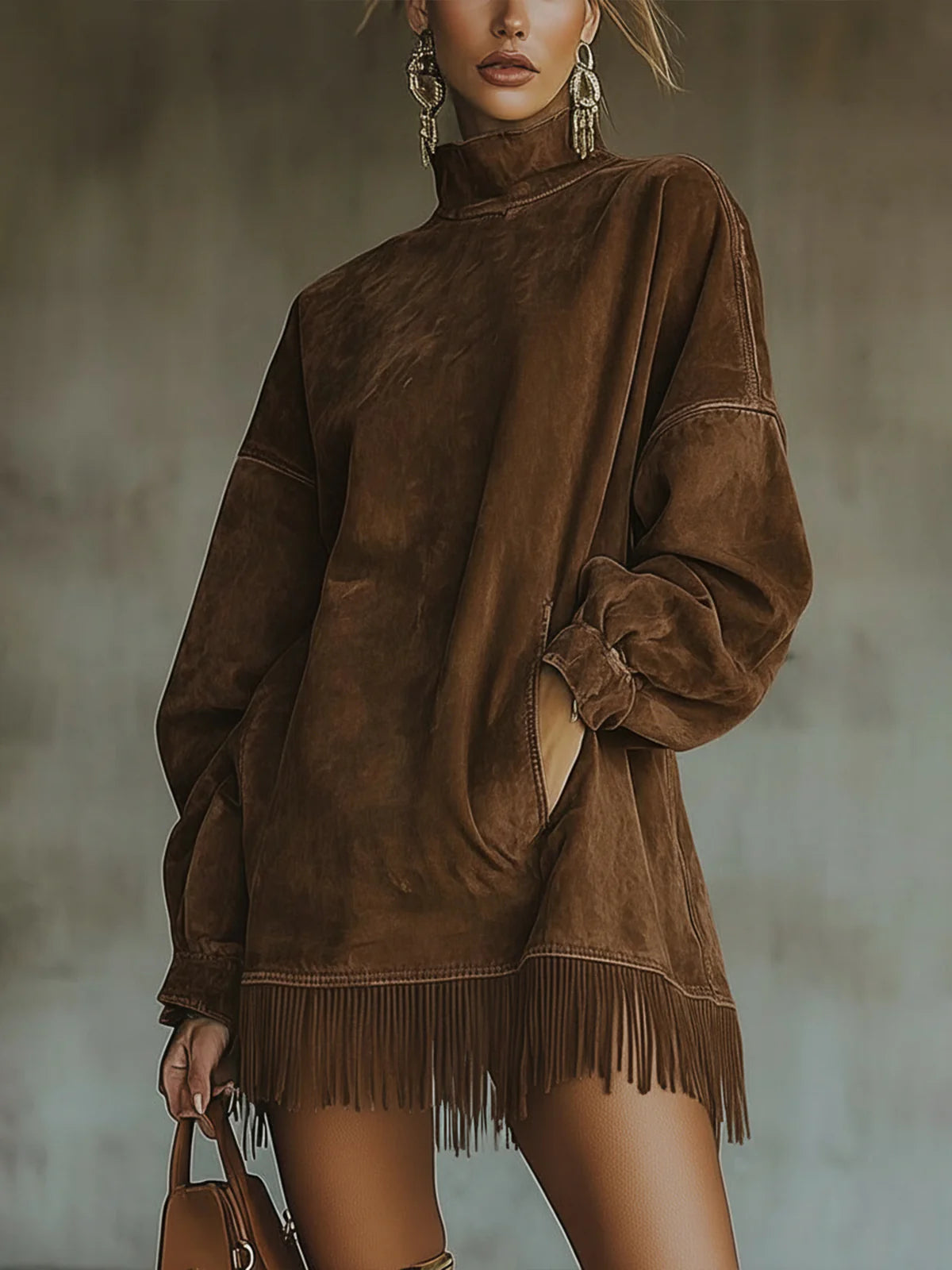 Women's Fringe Dress with Relaxed Fit and Versatile Style