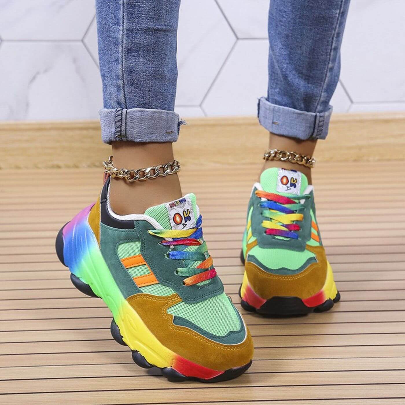 Women's Athletic Sneakers with Supportive Design and Breathable Material