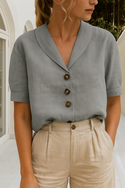 Women's Blouse with Short Sleeves and Lightweight Fabric
