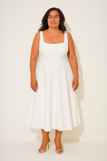 Timeless Square-Neck Georgette With Ultra-Flowy Silhouette And Comfort Midi Dress