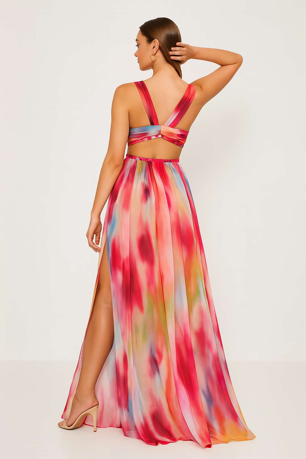Women's Maxi Dress with Vibrant Print and Flowing Design