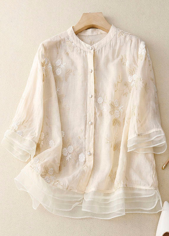 Women's Blouse with Floral Accents and Lightweight Fabric