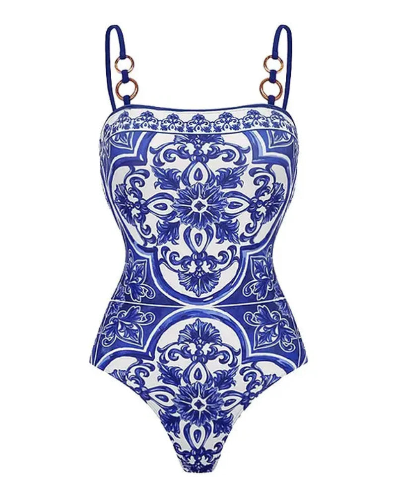 Women’s Print Swimsuit & Skirt Set
