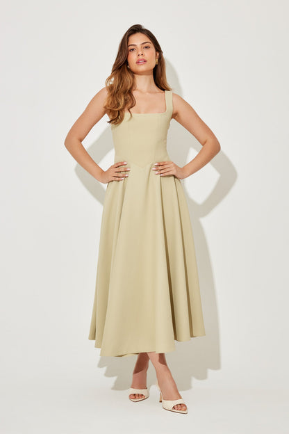 Timeless Square-Neck Georgette With Ultra-Flowy Silhouette And Comfort Midi Dress