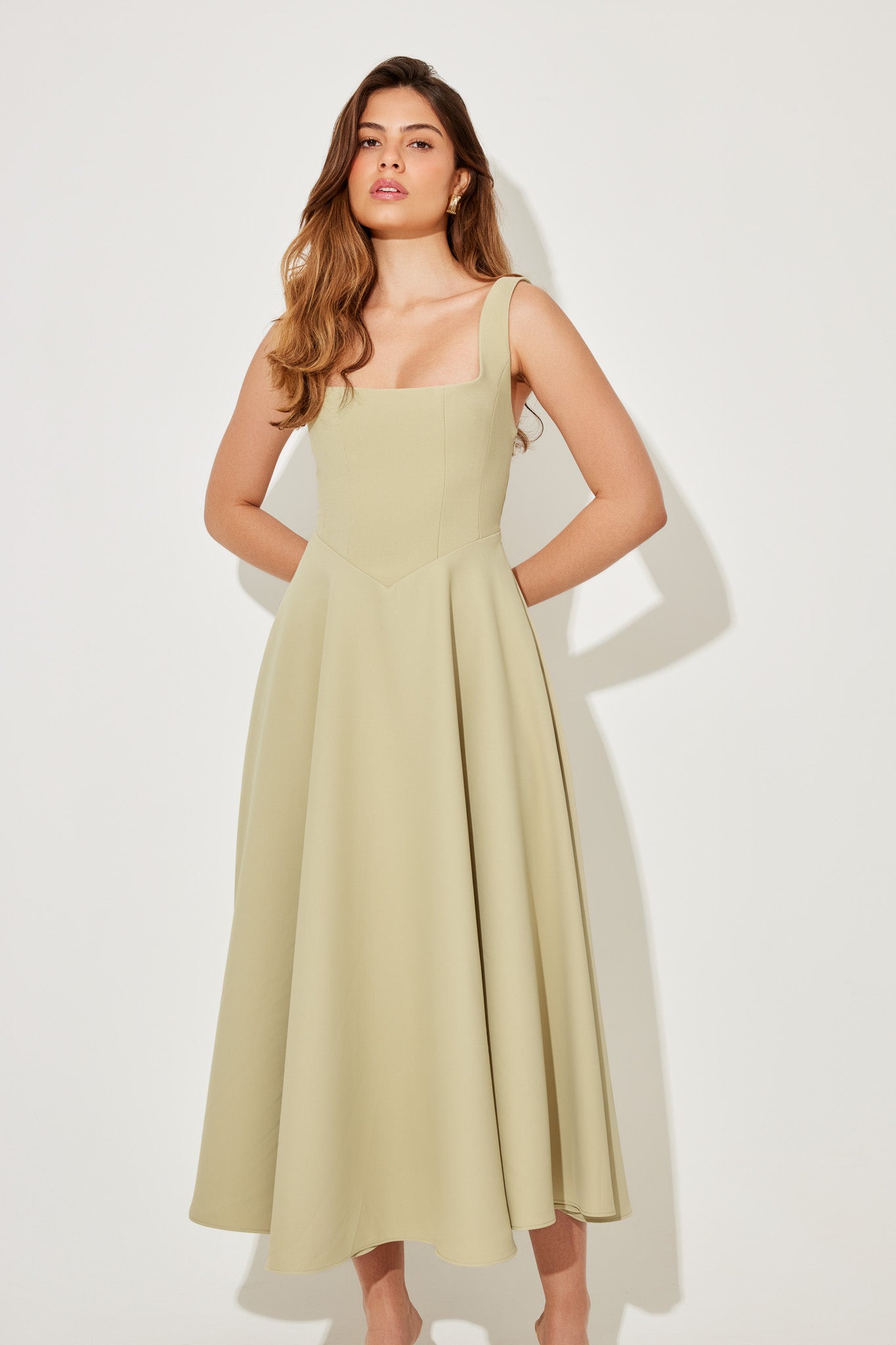 Timeless Square-Neck Georgette With Ultra-Flowy Silhouette And Comfort Midi Dress