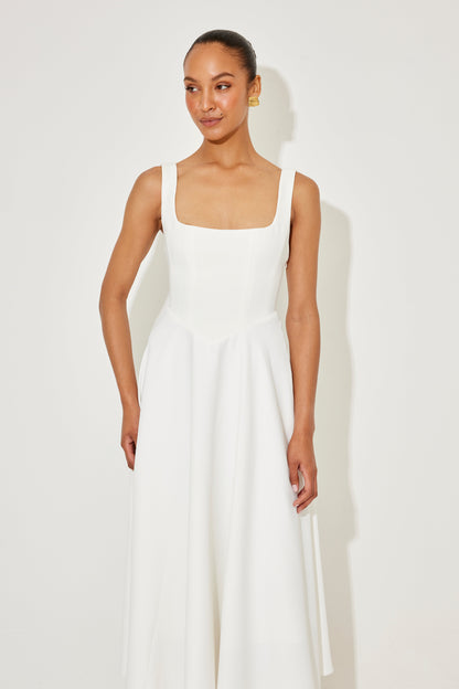 Women's Flowing Midi Dress with Adjustable Straps and Flared Hem