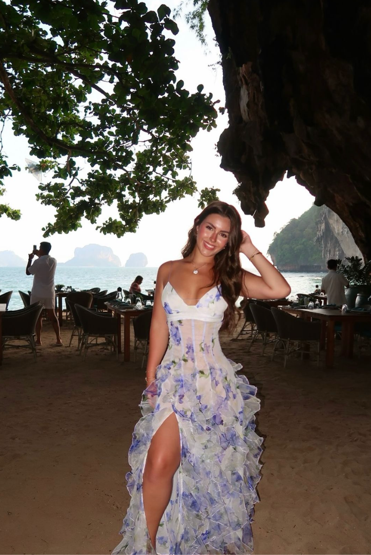 Women's Floral Lace Maxi Dress with Elegant Design and Flowing Silhouette
