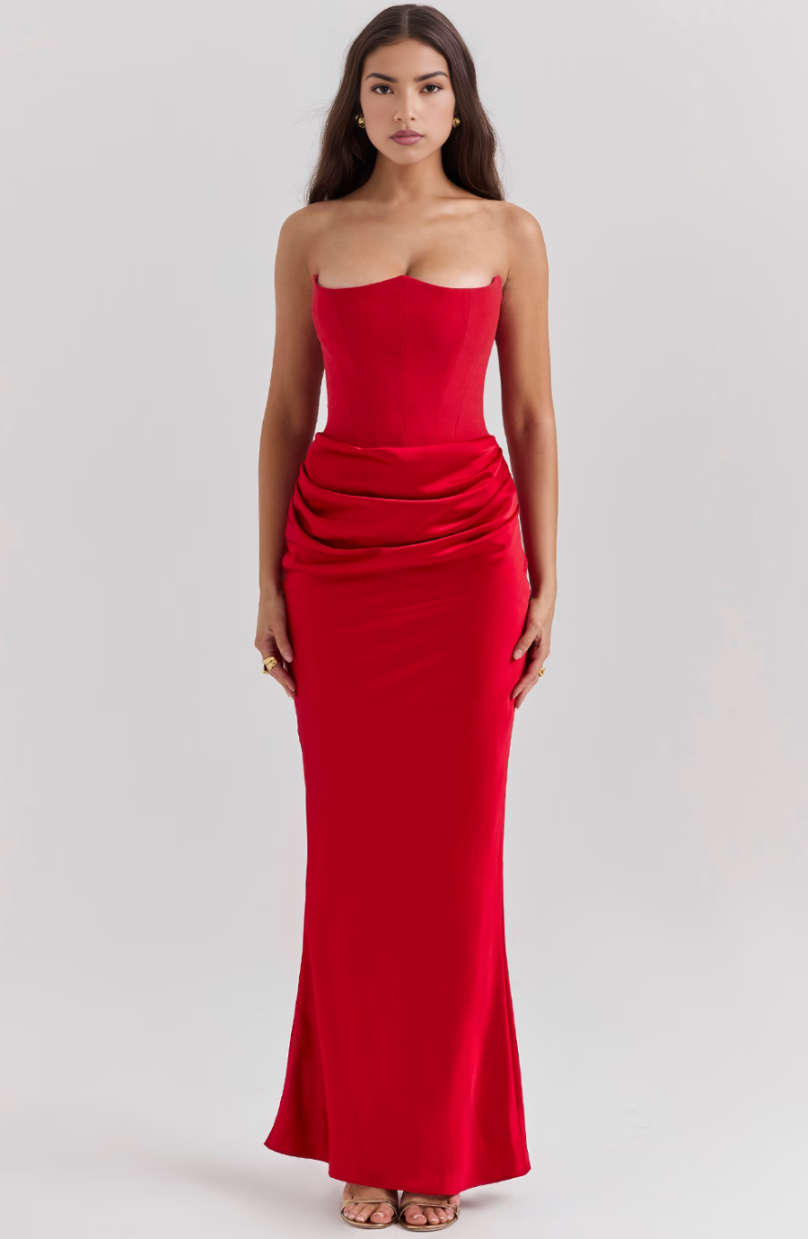 Timeless Chic Strapless A-Line Lace Wedding Guest Midi Evening Dress