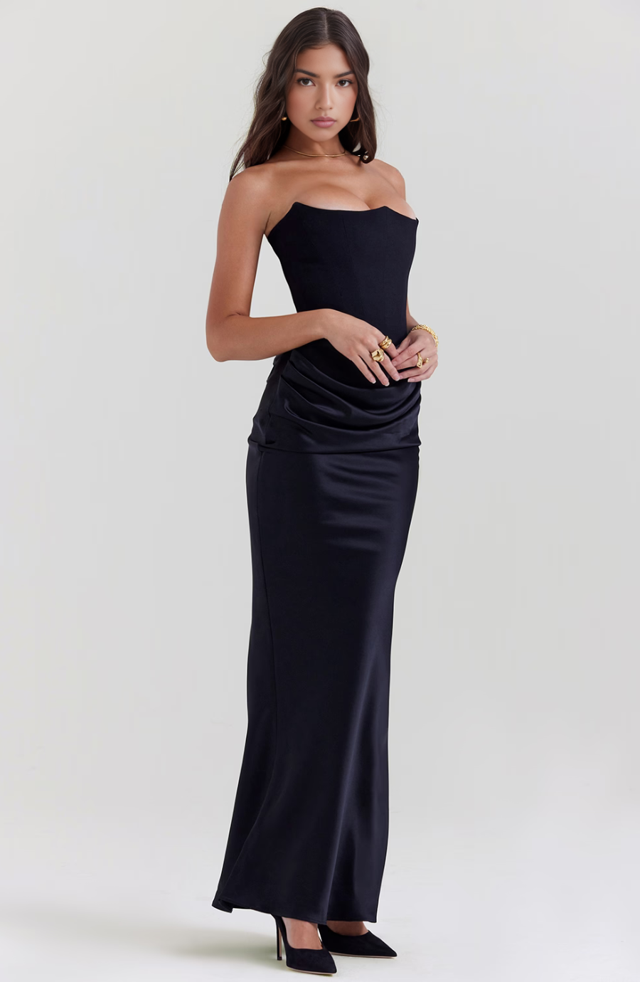 Timeless Chic Strapless A-Line Lace Wedding Guest Midi Evening Dress