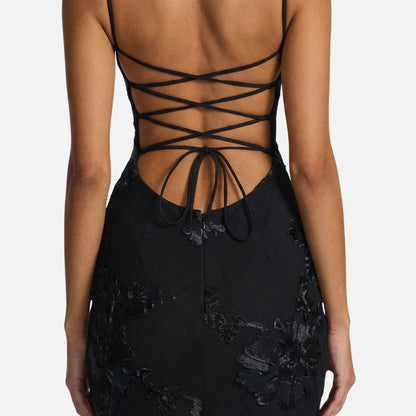 Fitted Satin Maxi Dress with Corset Bodice for Women