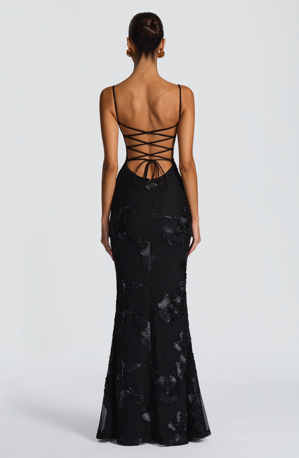 Fitted Satin Maxi Dress with Corset Bodice for Women