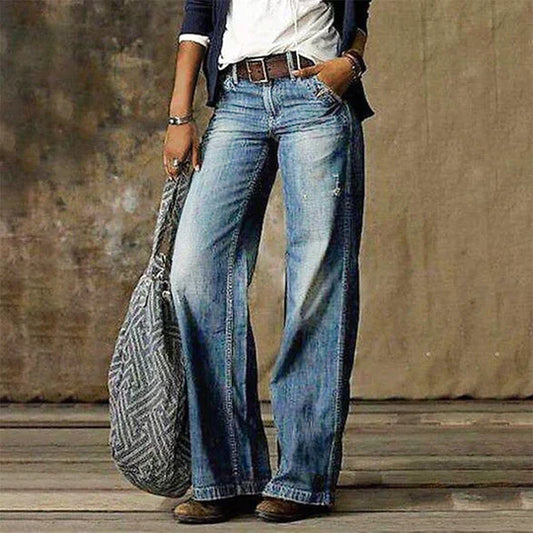 Kinsley | Wide Leg Denim Jeans with High Waist and Retro Flare