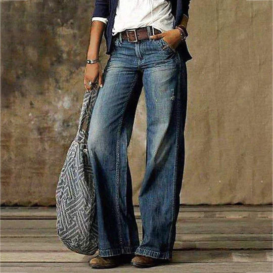 Kinsley | Wide Leg Denim Jeans with High Waist and Retro Flare