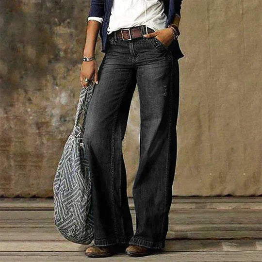 Kinsley | Wide Leg Denim Jeans with High Waist and Retro Flare