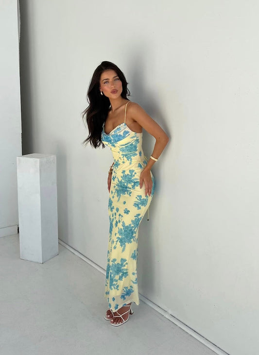 Elegant Sophisticated Sleeveless Maxi Floral Pattern With Lightweight Comfort Dress