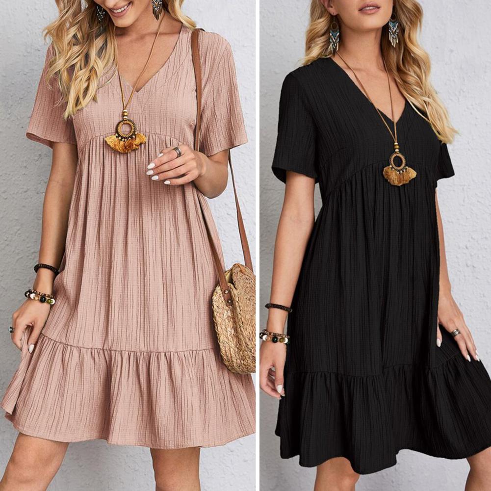Women’s Elegant A-Line Dress – Flattering Belly Coverage Soft Formal Event Dress