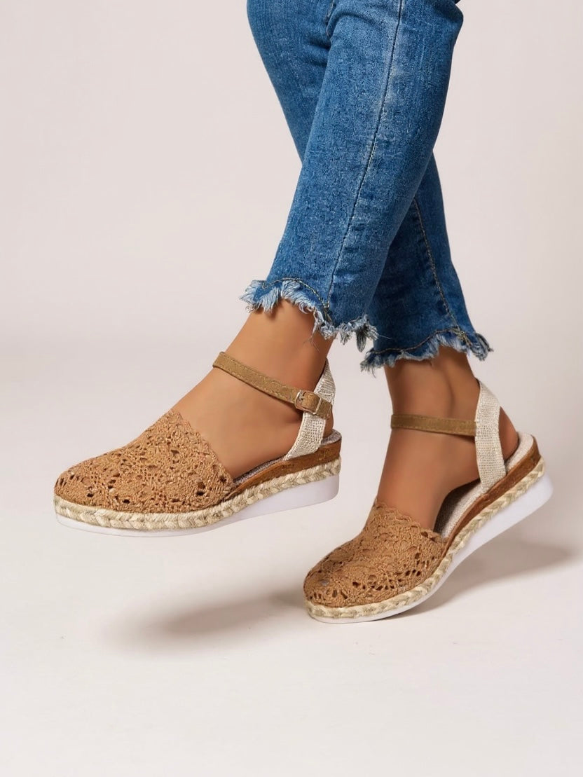 Women's Boho Woven Platform Sandals with Adjustable Straps and Cushioned Footbed