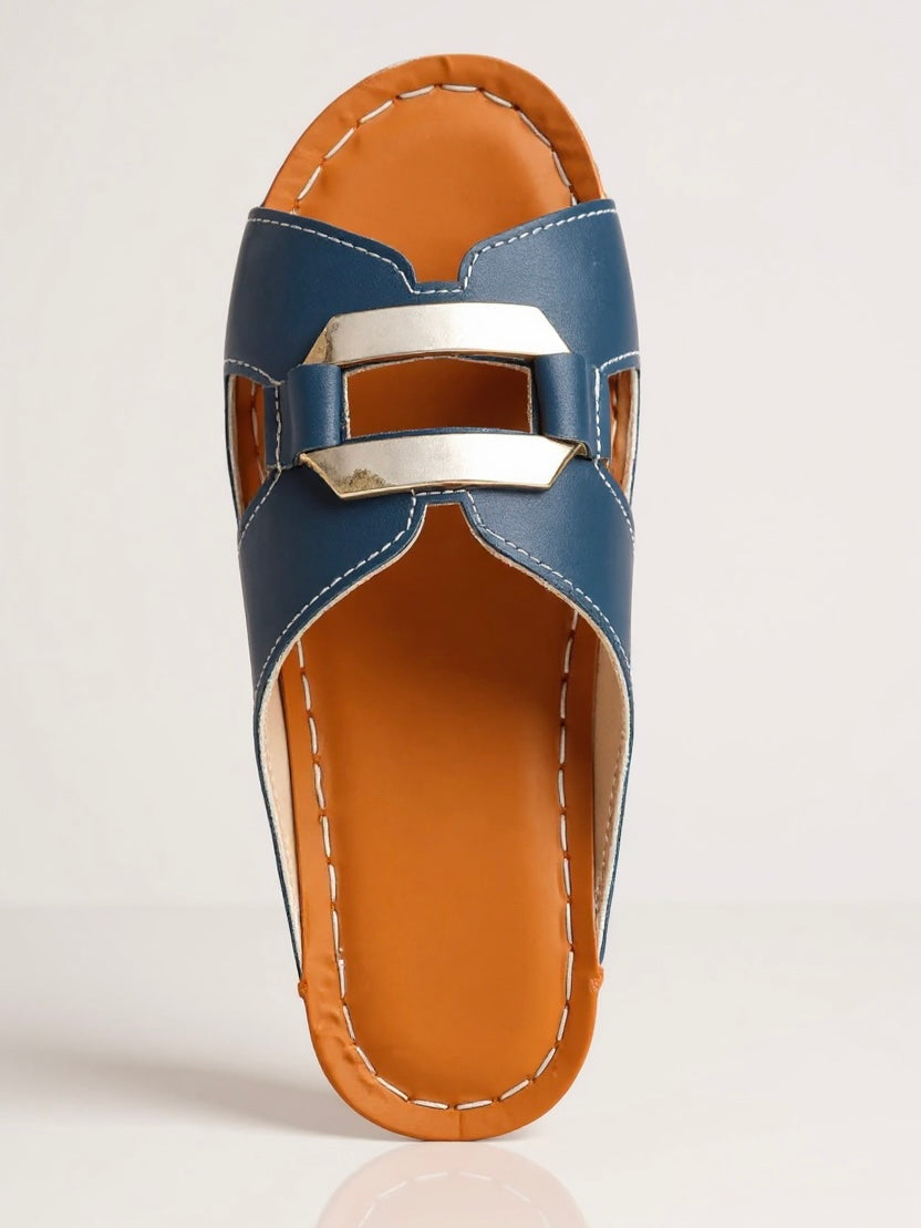 Women's Cushioned Adjustable Slides with Buckle and Comfort