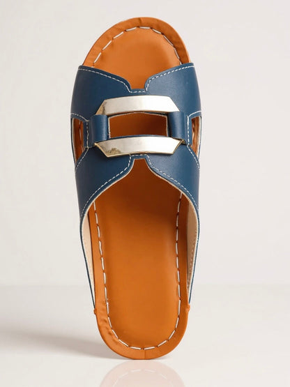 Women's Cushioned Adjustable Slides with Buckle and Comfort