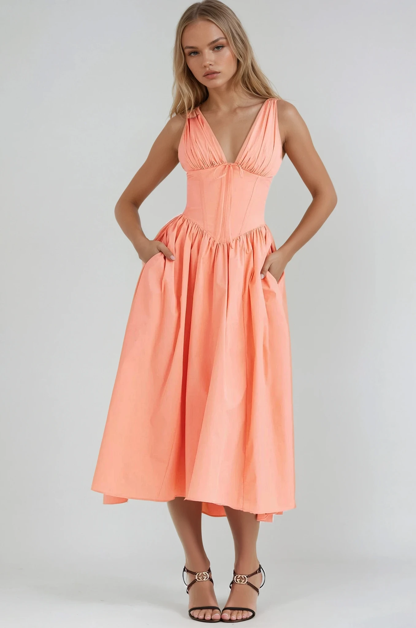 Elegant Linen Blend Dress for Women – Breathable Soft Structure Flowing Silhouette Design