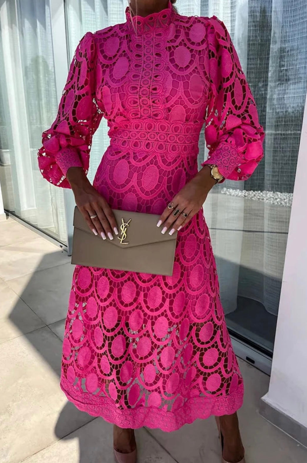 Luxurious Figure Shaping Lace Fabric Ornate Timeless Delicate Detailing Evening Dress