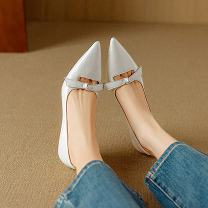 Women's Bow Detail Pumps with Pointed Toe and Kitten Heel