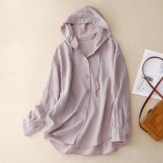 Women's Lightweight Hoodie with Button Closure and Breathable Design