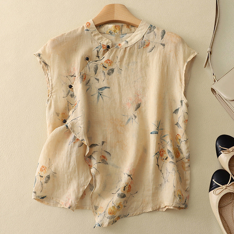 Women's Vintage Sleeveless Top with Relaxed Fit and Soft Fabric