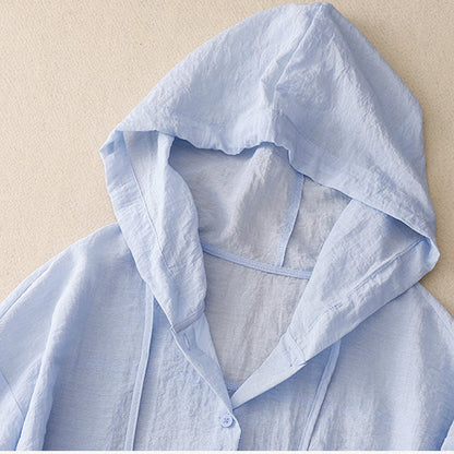 Women's Lightweight Hoodie with Button Closure and Breathable Design