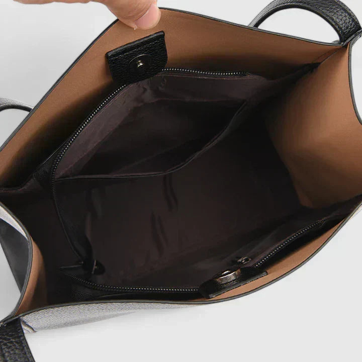 Women's Structured Handbag with Zipper Closure and Interior Pockets