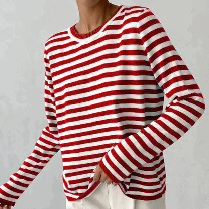 Women's Striped Summer T-Shirt with Short Sleeves and Soft Fabric