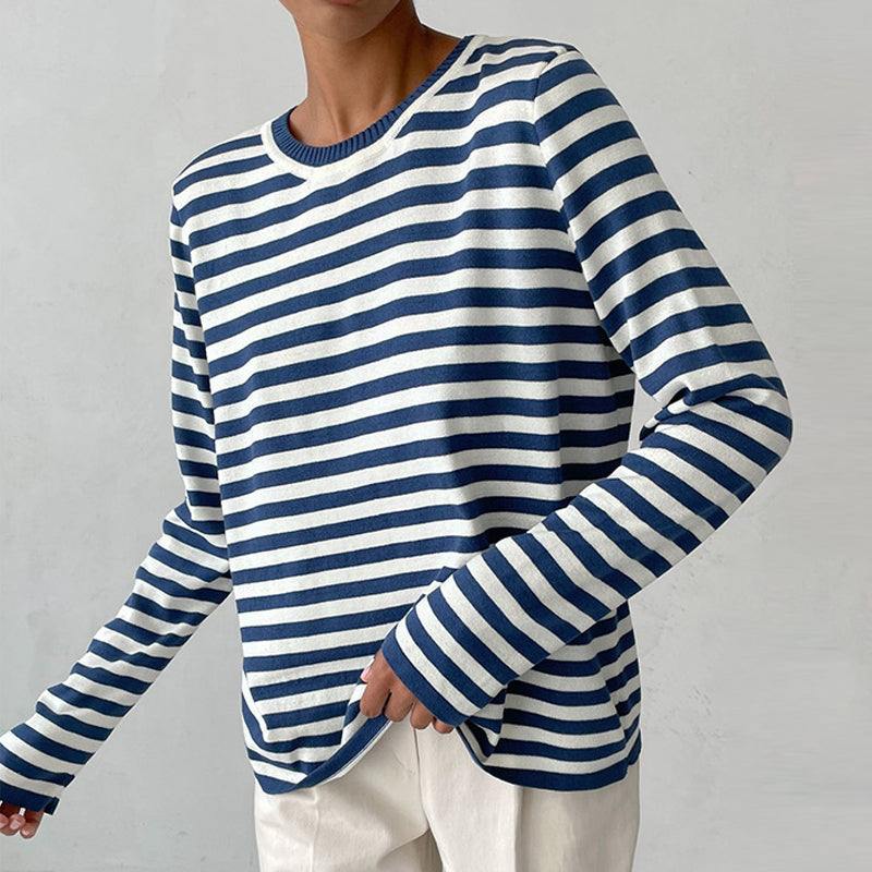 Women's Striped Summer T-Shirt with Short Sleeves and Soft Fabric