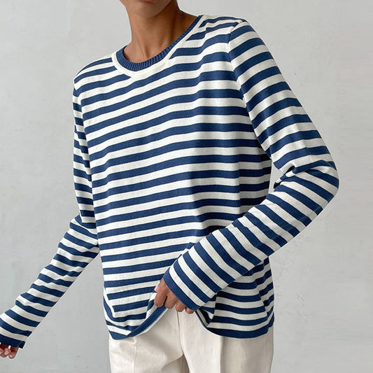 Women's Striped Summer T-Shirt with Short Sleeves and Soft Fabric