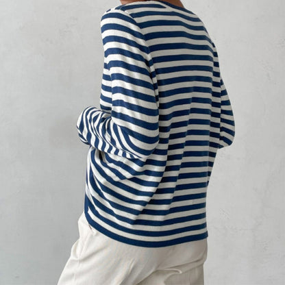 Women's Striped Summer T-Shirt with Short Sleeves and Soft Fabric