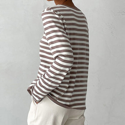 Women's Striped Summer T-Shirt with Short Sleeves and Soft Fabric