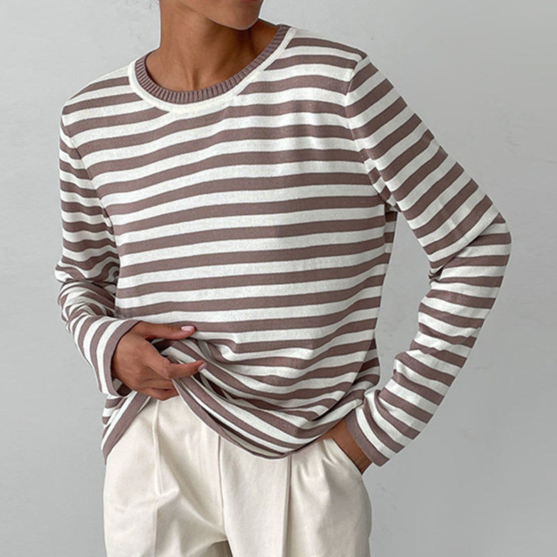 Women's Striped Summer T-Shirt with Short Sleeves and Soft Fabric