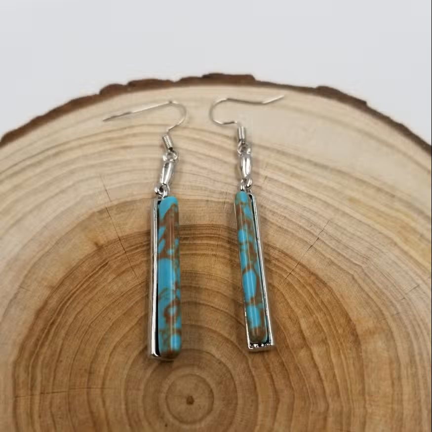 Women's Vintage Turquoise Earrings with Unique Design and Artisan Craftsmanship