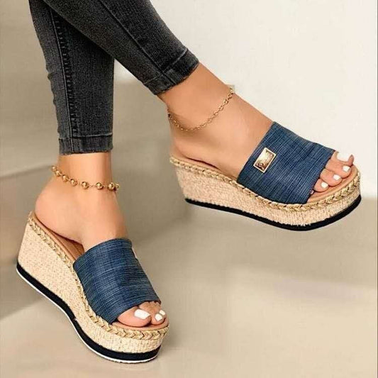 Women's Wedge Sandals with Adjustable Straps and Cushioned Insole