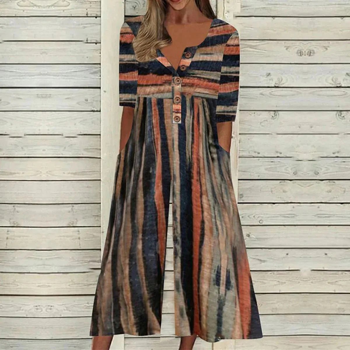 Women's Leaf Print V-Neck Jumpsuit with Short Sleeves and Wide Legs